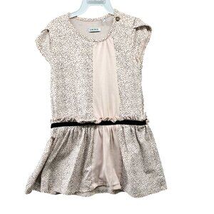 IKKS Girls 2T Dress Short Sleeve Ruffle Tiered Blush Pink Polka Dot Pullover